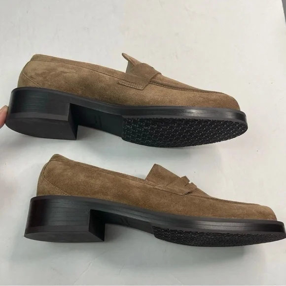 STUART WEITZMAN Women’s Palmer Brown Suede Penny Loafer Size US 7.5B EU38 Preppy - Picture 3 of 8